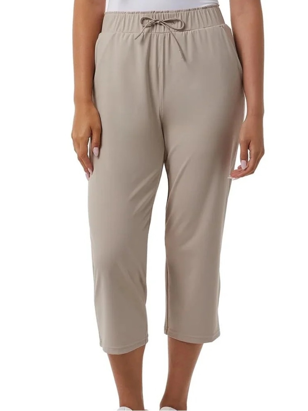 32 DEGREE COOL NYLON CAPRIS WOMENS TAN PULL PANTS TRAVEL SIZE XXL